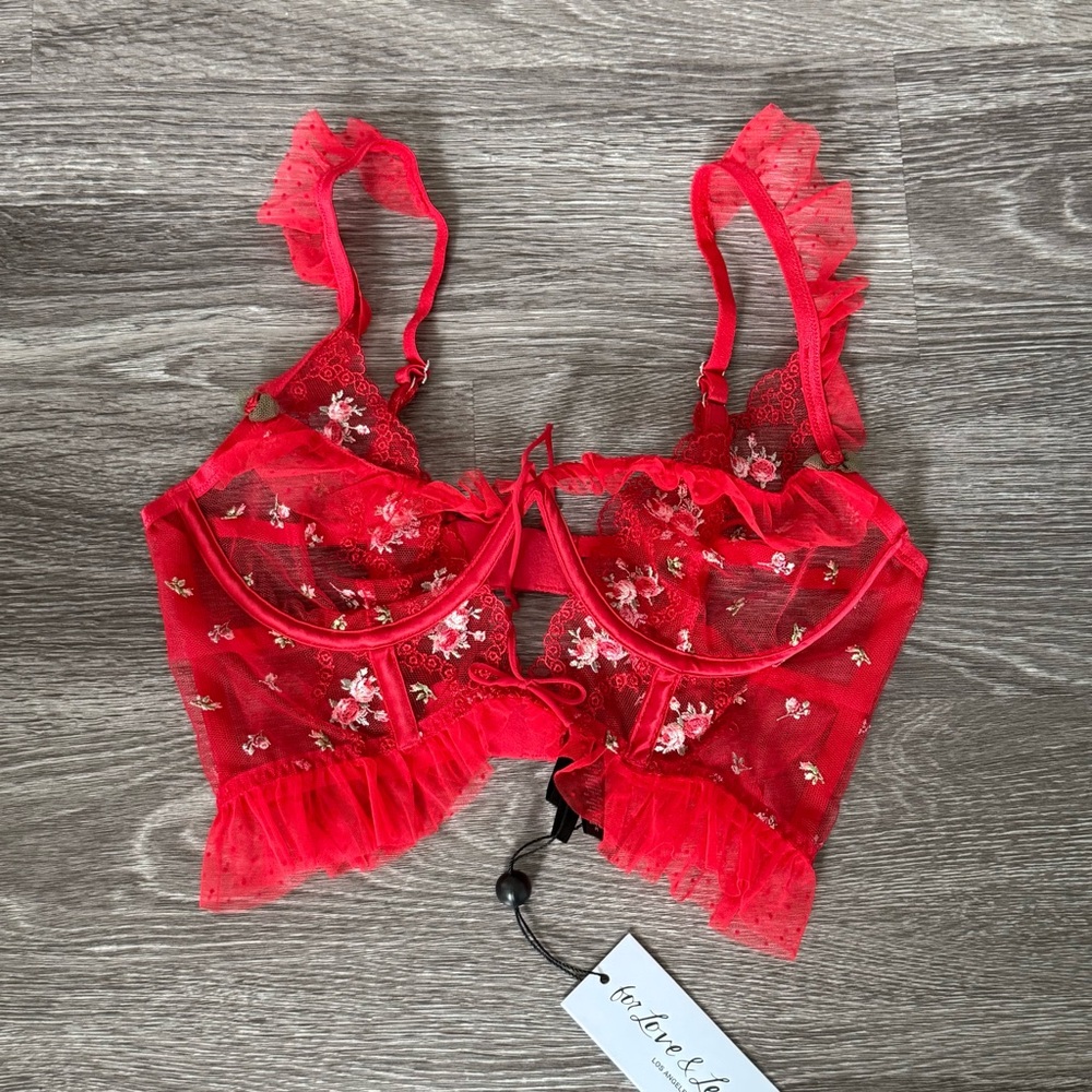Red floral corset bra top from For Love and Lemons